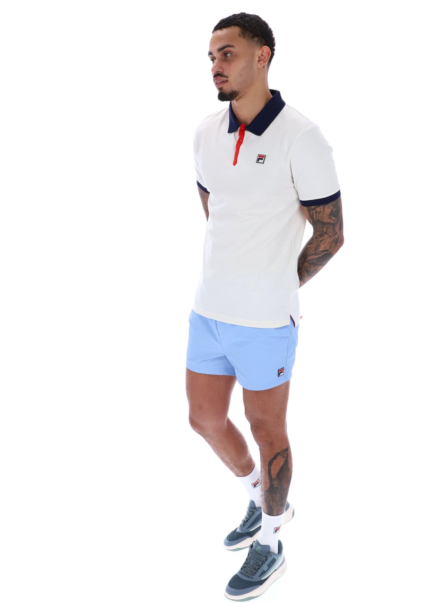Panatta Short Sleeve Polo In Gardenia/Fila Navy/Fila Red