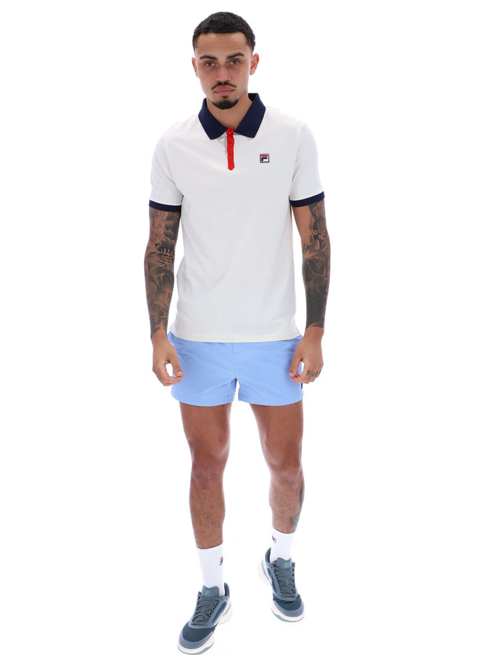 Panatta Short Sleeve Polo In Gardenia/Fila Navy/Fila Red