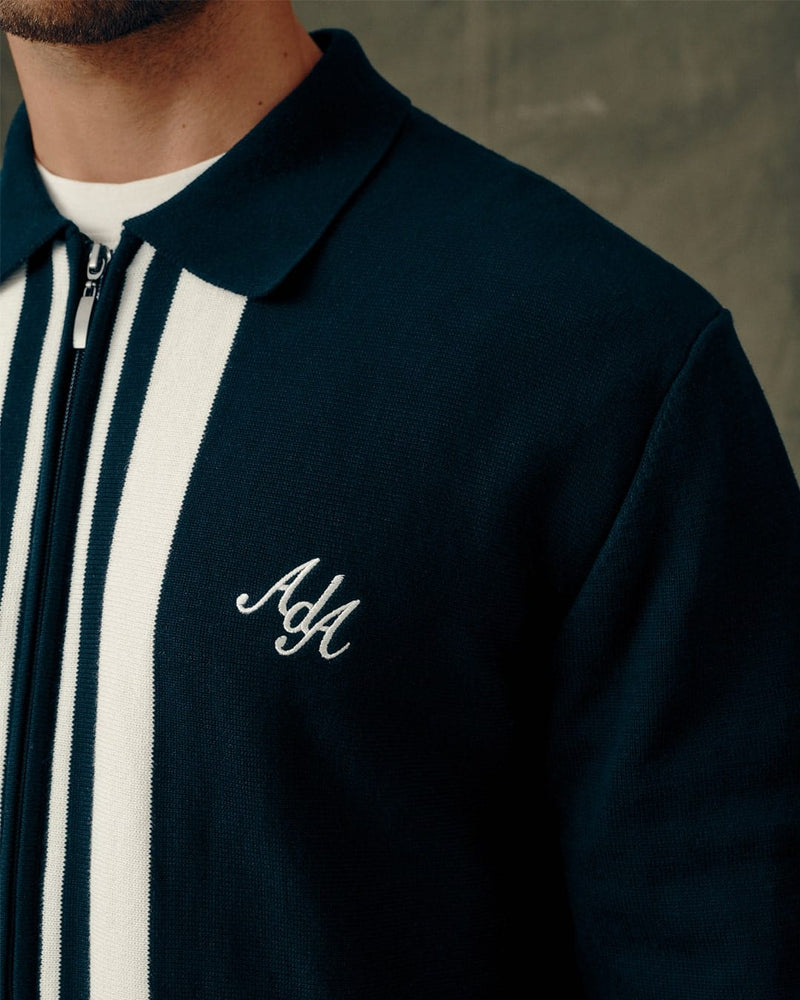 Pavo Knitted Long Sleeve Polo | Navy