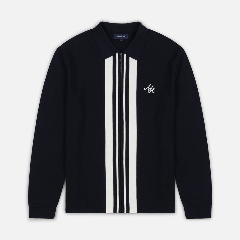Pavo Knitted Long Sleeve Polo | Navy