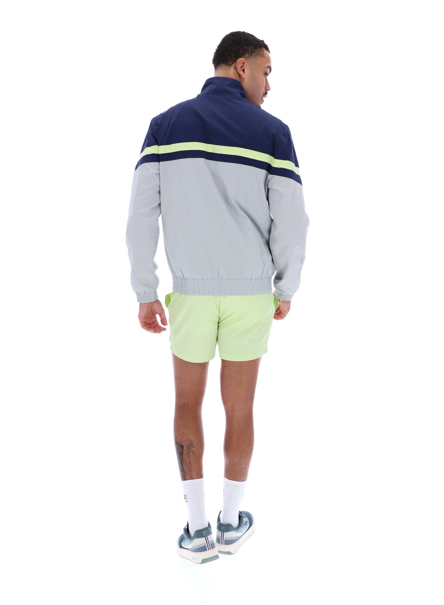Phillip Cut And Sew Track Jacket In Fila Navy/High Rise/Shadow Lime