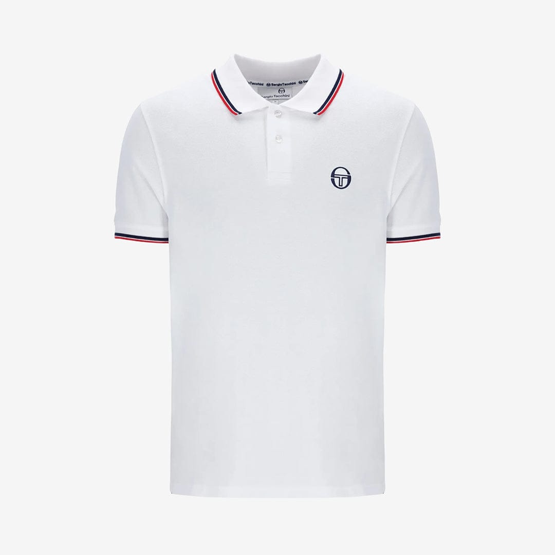 Polo Shirt S/S in White/Maritime