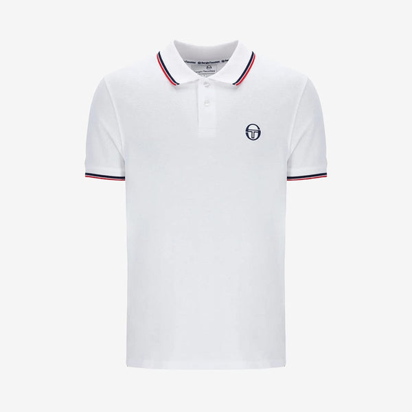 Polo Shirt S/S in White/Maritime