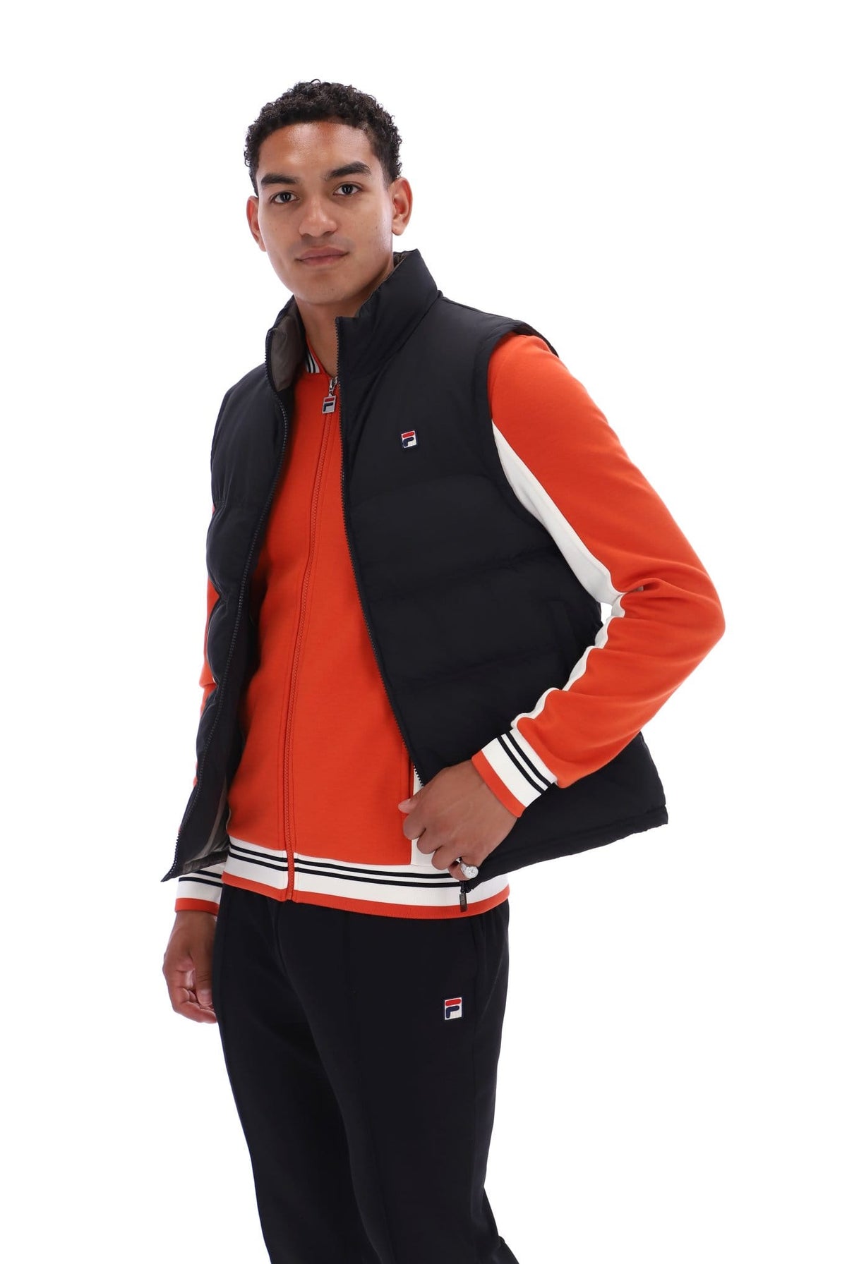 Rodri Gilet Bamboo Badge in Black/Gunmetal