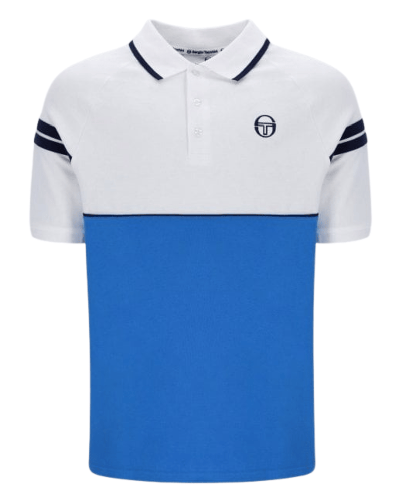 Sergio Tacchini Cambio Polo Shirt In White/Palace Blue