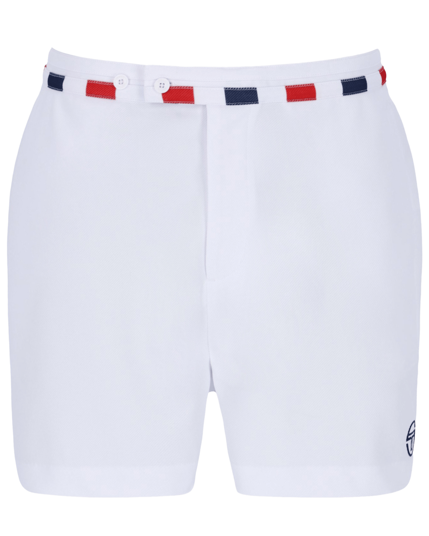 Sergio Tacchini Cielo  Short Tennis Short In White/Maritime Blue/Adrenaline Rush