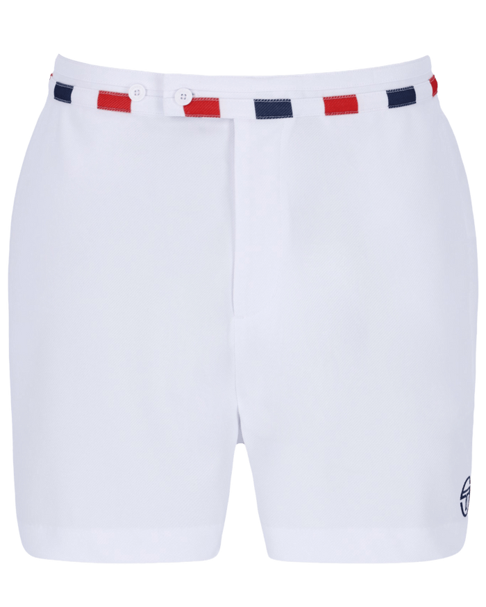 Sergio Tacchini Cielo  Short Tennis Short In White/Maritime Blue/Adrenaline Rush