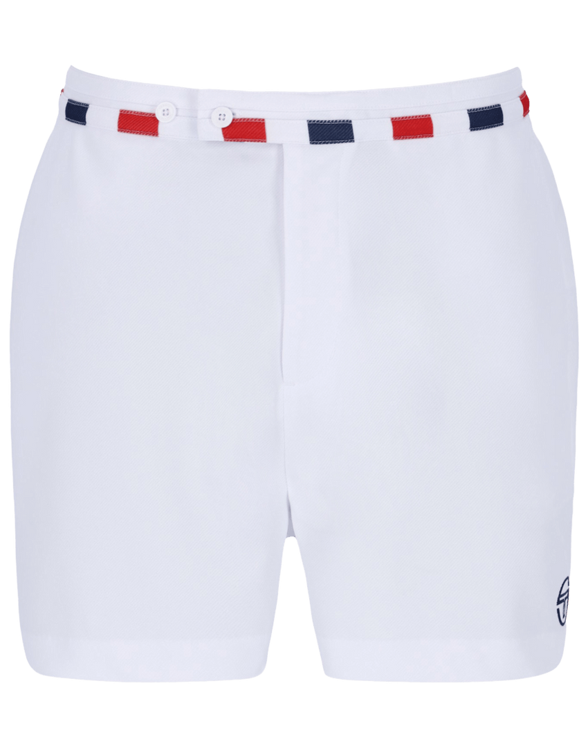 Sergio Tacchini Cielo  Short Tennis Short In White/Maritime Blue/Adrenaline Rush