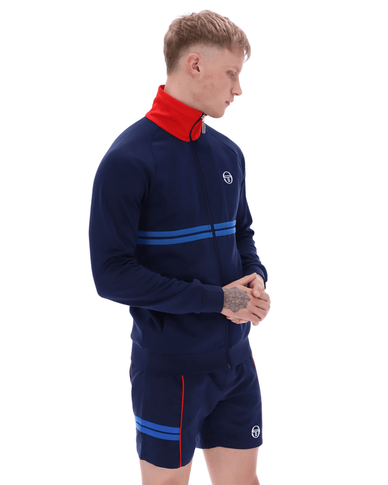 Sergio Tacchini Dallas Track Top In Maritime Blue/Adrenaline Rush/Nautical Blue