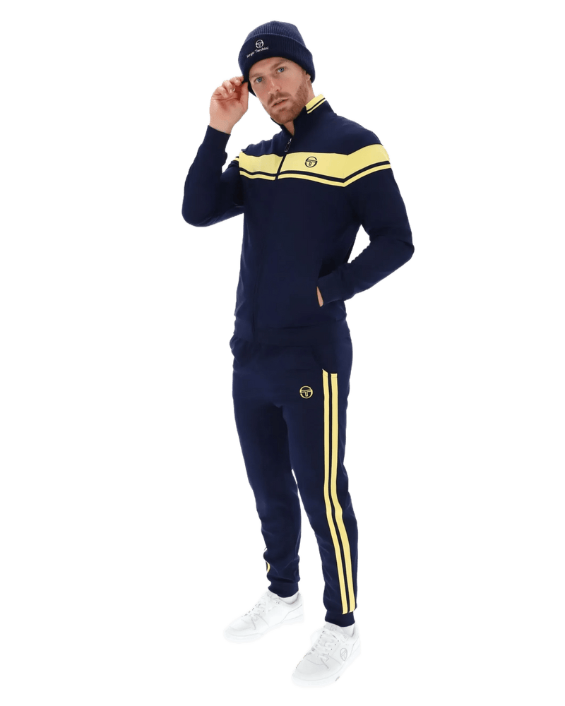 Sergio Tacchini Damarindo TT Track Top in Maritime Blue / Lemon Drop