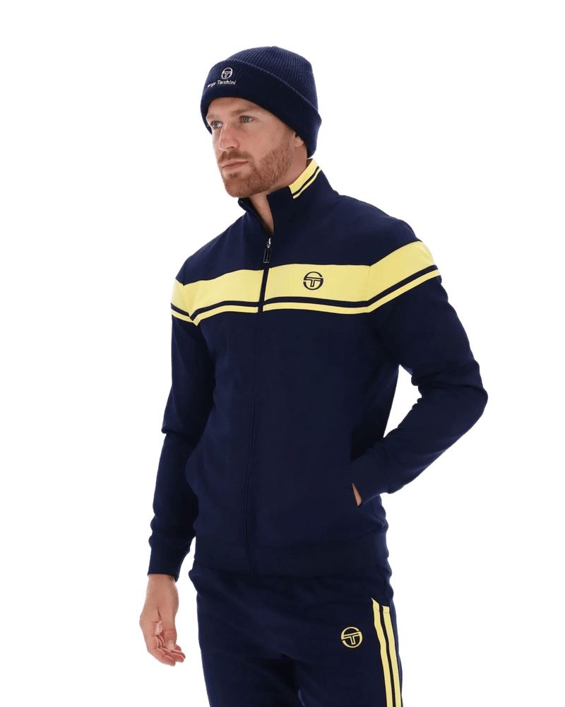 Sergio Tacchini Damarindo TT Track Top in Maritime Blue / Lemon Drop