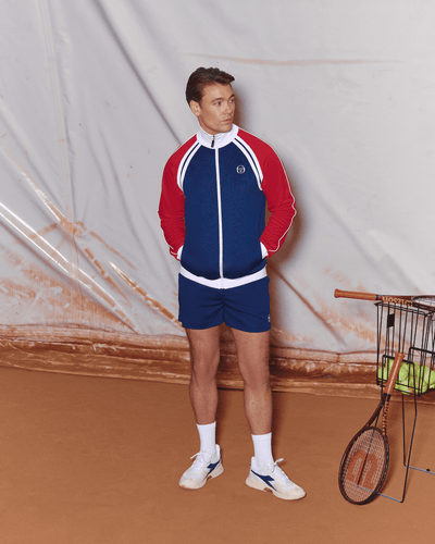 Sergio Tacchini Ghibli Tracktop Tracktop In Maritime Blue/Adrenaline Rush/White