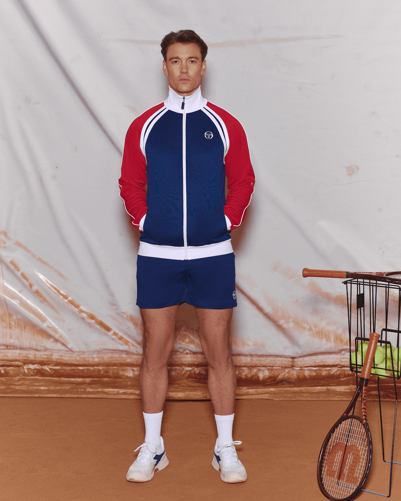 Sergio Tacchini Ghibli Tracktop Tracktop In Maritime Blue/Adrenaline Rush/White