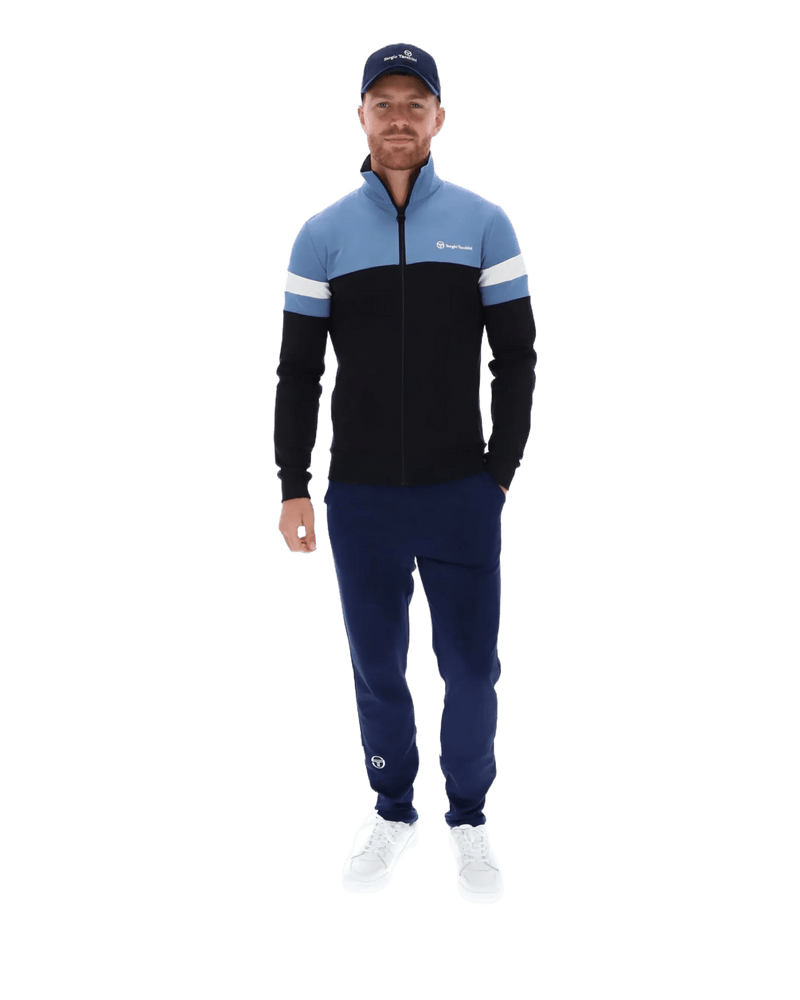 Sergio Tacchini Jonnie TT Track Top in Black/Coronet Blue/Gardenia