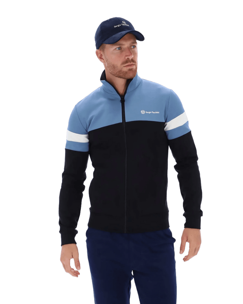 Sergio Tacchini Jonnie TT Track Top in Black/Coronet Blue/Gardenia