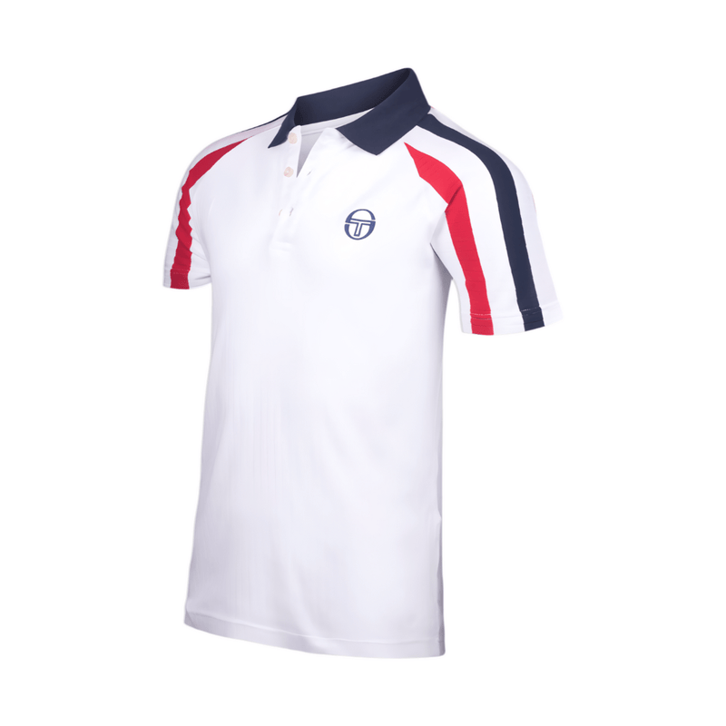 Sergio Tacchini McEnroe Blow Polo in White, Blue & Red