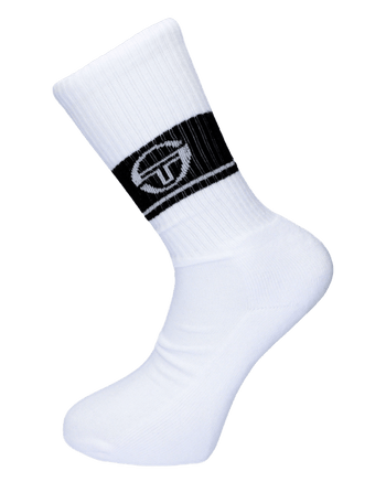 Sergio Tacchini McEnroe Tennis Crew Socks in White & Navy