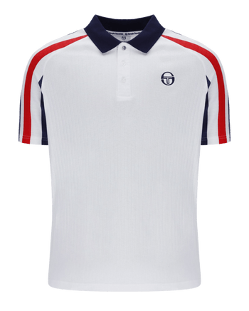 Sergio Tacchini New Blow Polo Polo Shirt In White/Maritime Blue/Adrenaline Rush