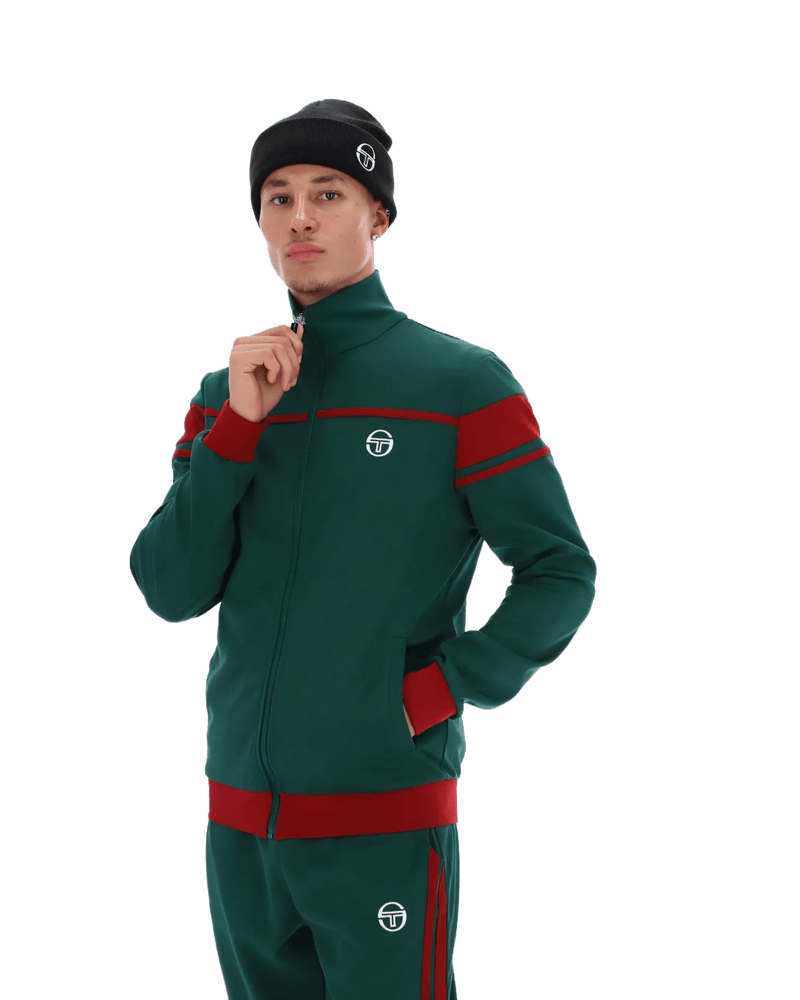 Sergio Tacchini New Damarindo TT Track Top in Rainforest/Sundried Tomato