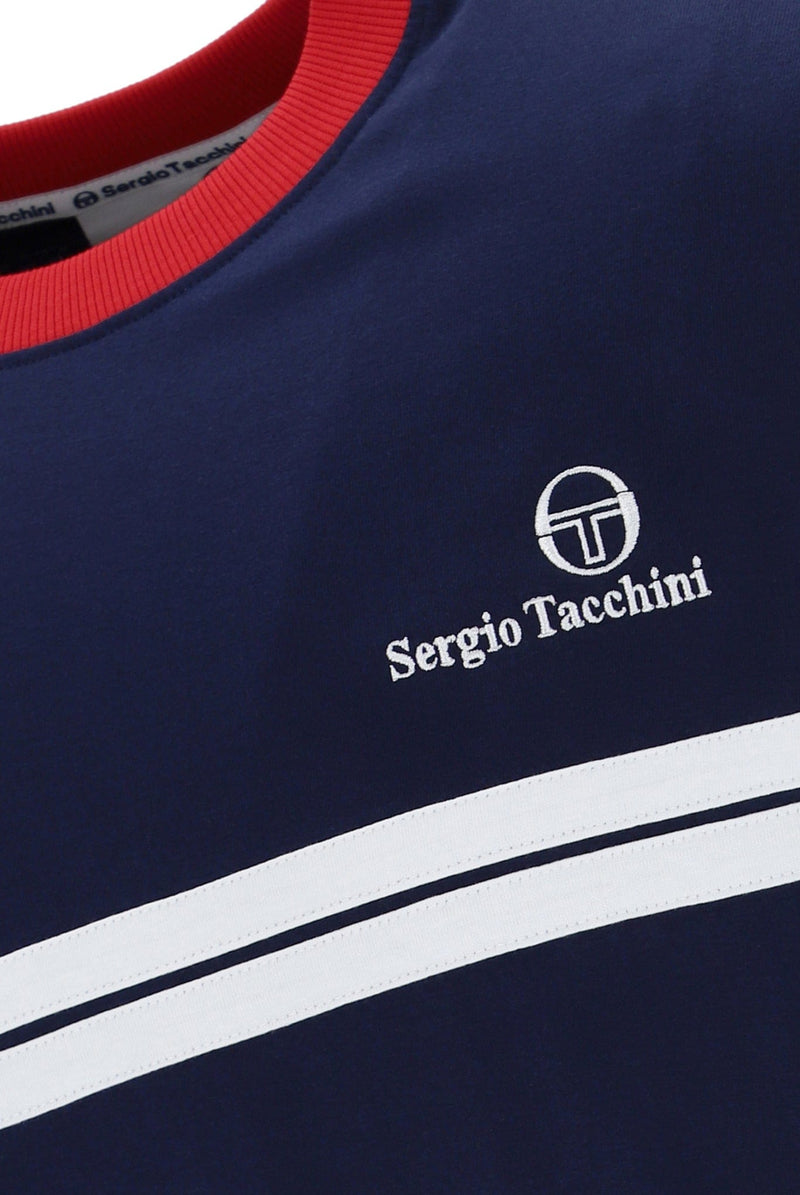 Sergio Tacchini New Supermac T T Shirt in Maritime Blue /Adrenaline Rush/White