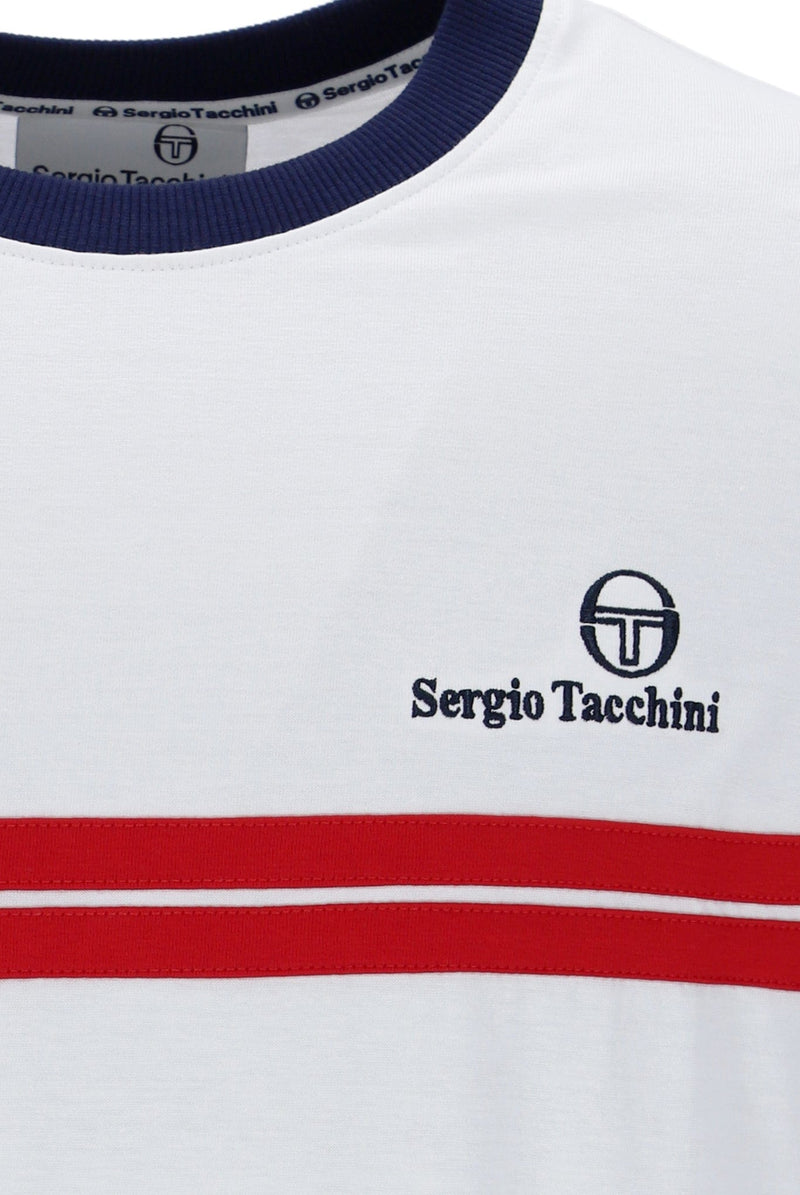 Sergio Tacchini New Supermac T T Shirt in White/Maritme Blue/Adrenaline Rush