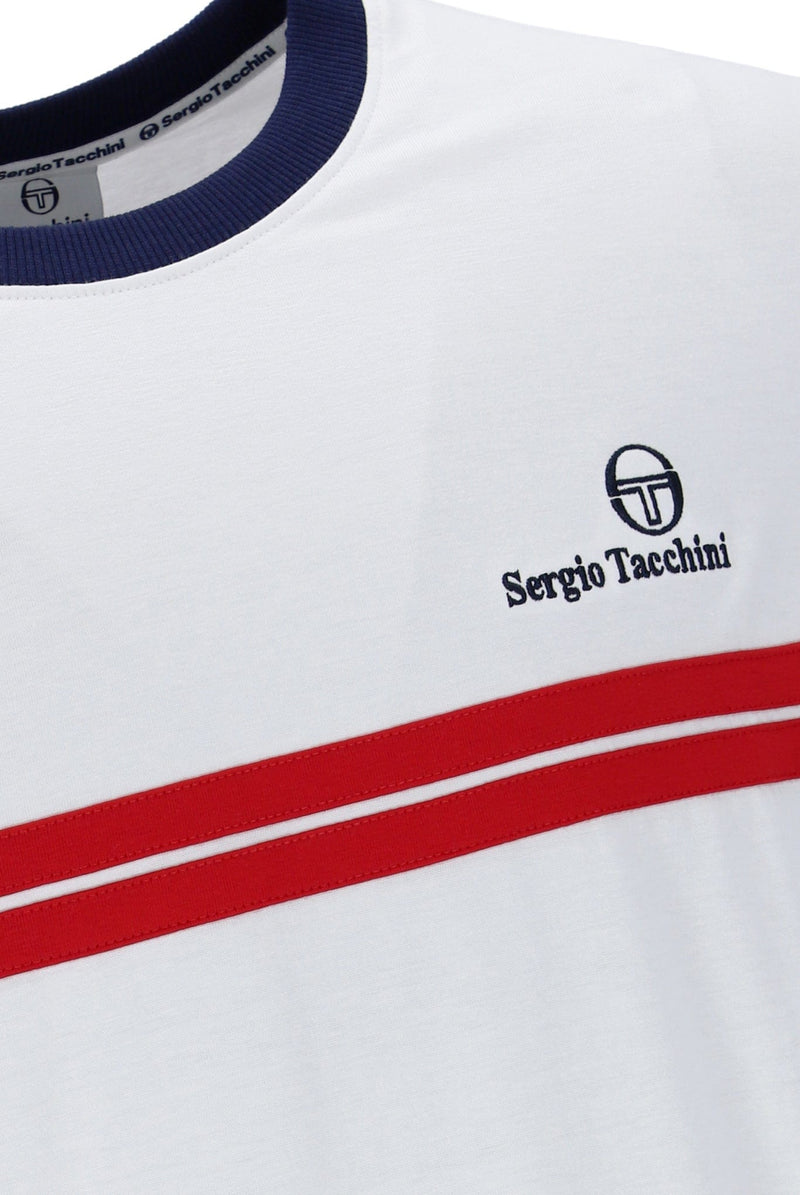 Sergio Tacchini New Supermac T T Shirt in White/Maritme Blue/Adrenaline Rush