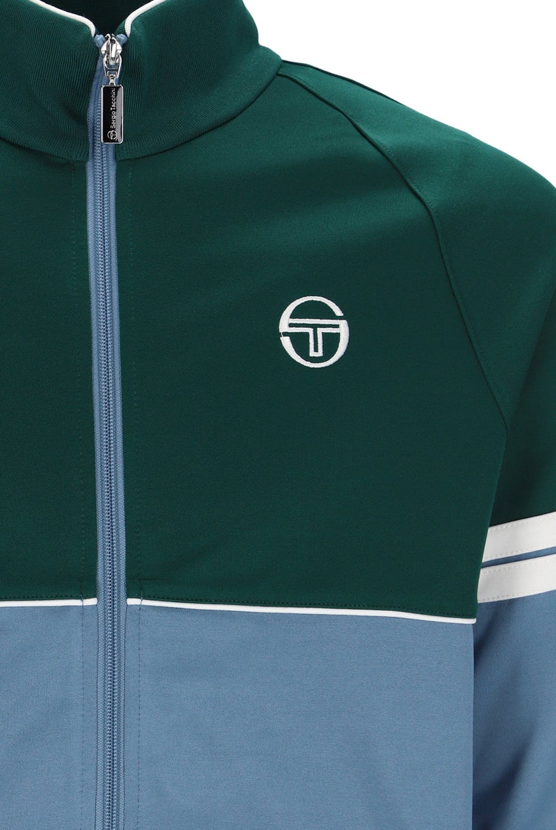 Sergio Tacchini Orion TJ Track Jacket in Rainforest Coronet Blue / Gardenia