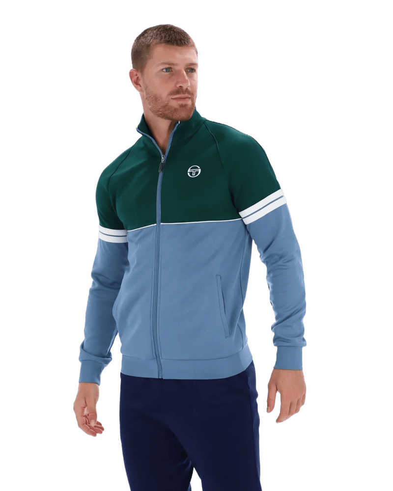 Sergio Tacchini Orion TJ Track Jacket in Rainforest Coronet Blue / Gardenia