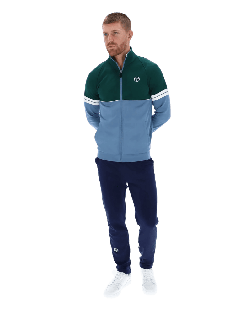 Sergio Tacchini Orion TJ Track Jacket in Rainforest Coronet Blue / Gardenia