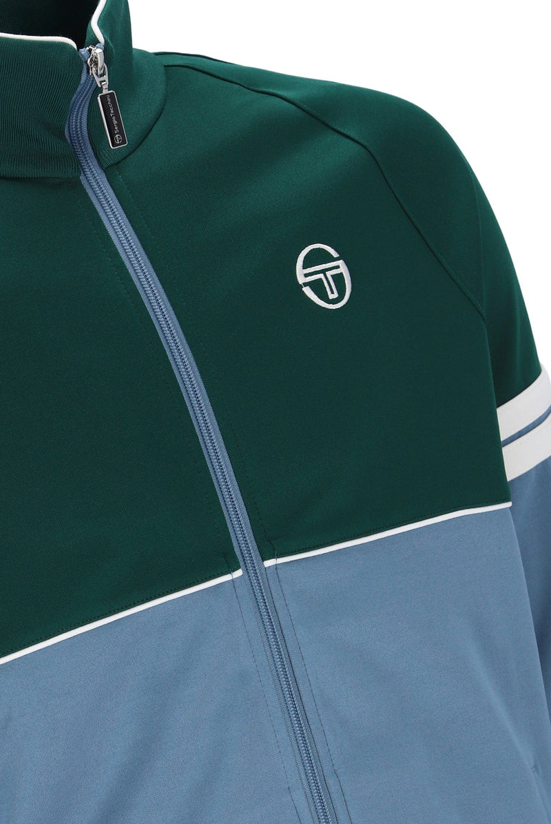 Sergio Tacchini Orion TJ Track Jacket in Rainforest Coronet Blue / Gardenia