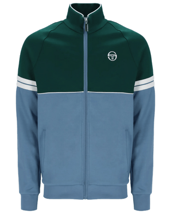 Sergio Tacchini Orion TJ Track Jacket in Rainforest Coronet Blue / Gardenia