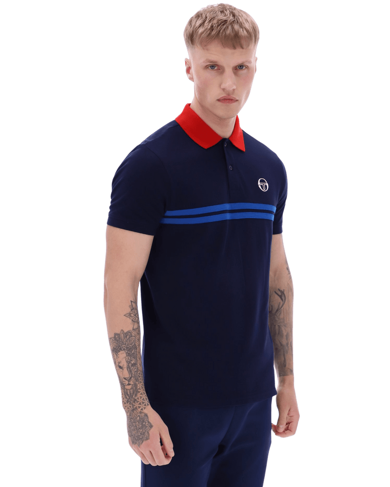 Sergio Tacchini Supermac Polo Polo Shirt In Maritime Blue/Adrenaline Rush/Nautical Blue