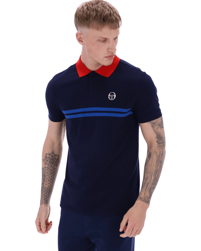 Sergio Tacchini Supermac Polo Polo Shirt In Maritime Blue/Adrenaline Rush/Nautical Blue