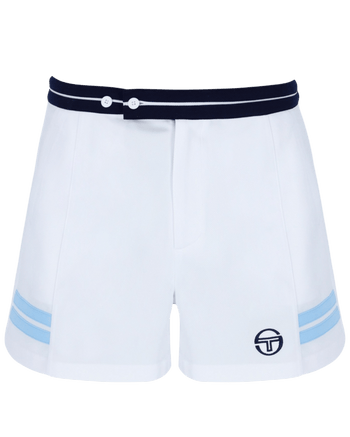 Sergio Tacchini Supermac Tennis Shorts In White/Clear Sky