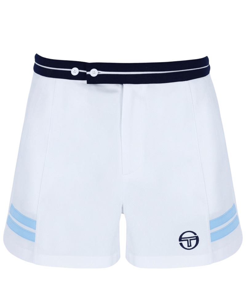 Sergio Tacchini Supermac Tennis Shorts In White/Clear Sky