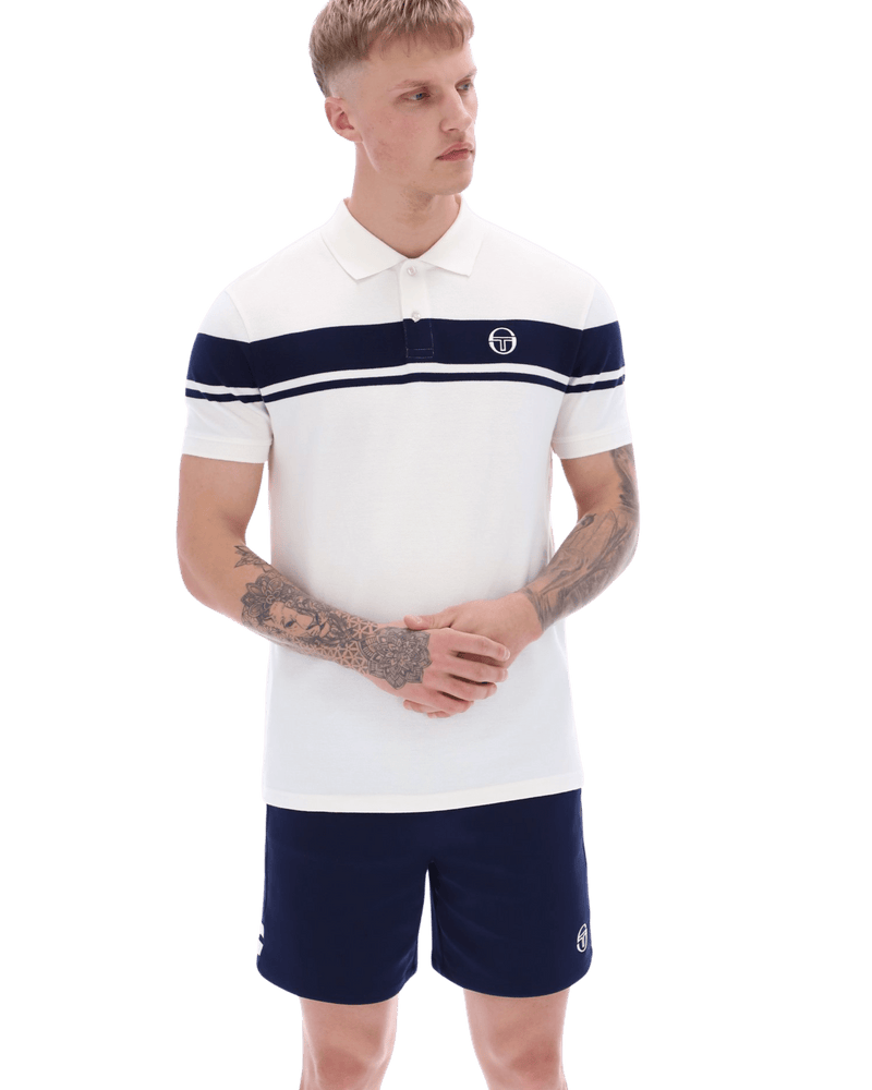 Sergio Tacchini Young Line Polo Polo Shirt In Gardenia/Maritime Blue