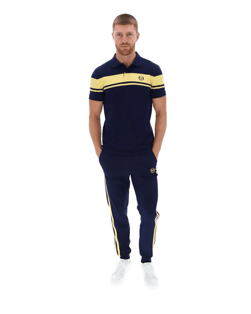 Sergio Tacchini Young Line Polo Shirt in Maritime Blue / Lemon Drop