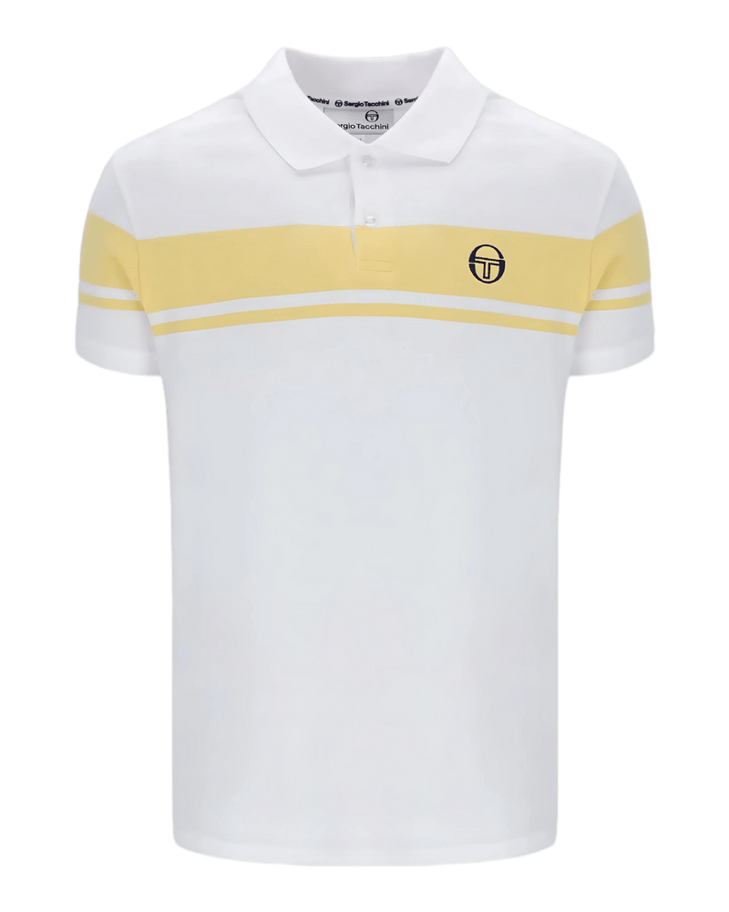 Sergio Tacchini Young Line Polo Shirt In White/Golden Haze