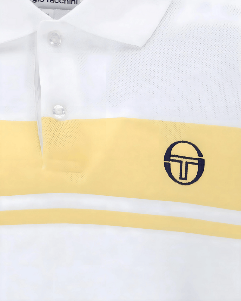 Sergio Tacchini Young Line Polo Shirt In White/Golden Haze