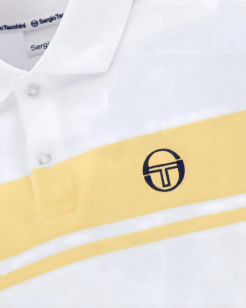 Sergio Tacchini Young Line Polo Shirt In White/Golden Haze