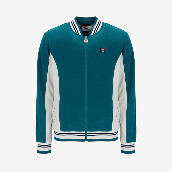 Settanta Baseball Track Jacket In Deep Lagoon/Gardenia/Black