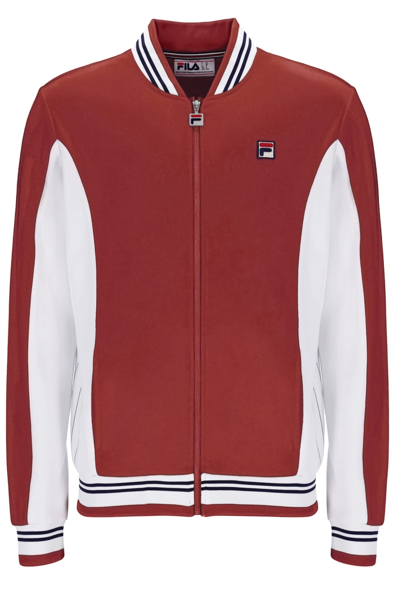 Settanta Baseball Track Jacket in Garnet/Gardenia/Fila Navy