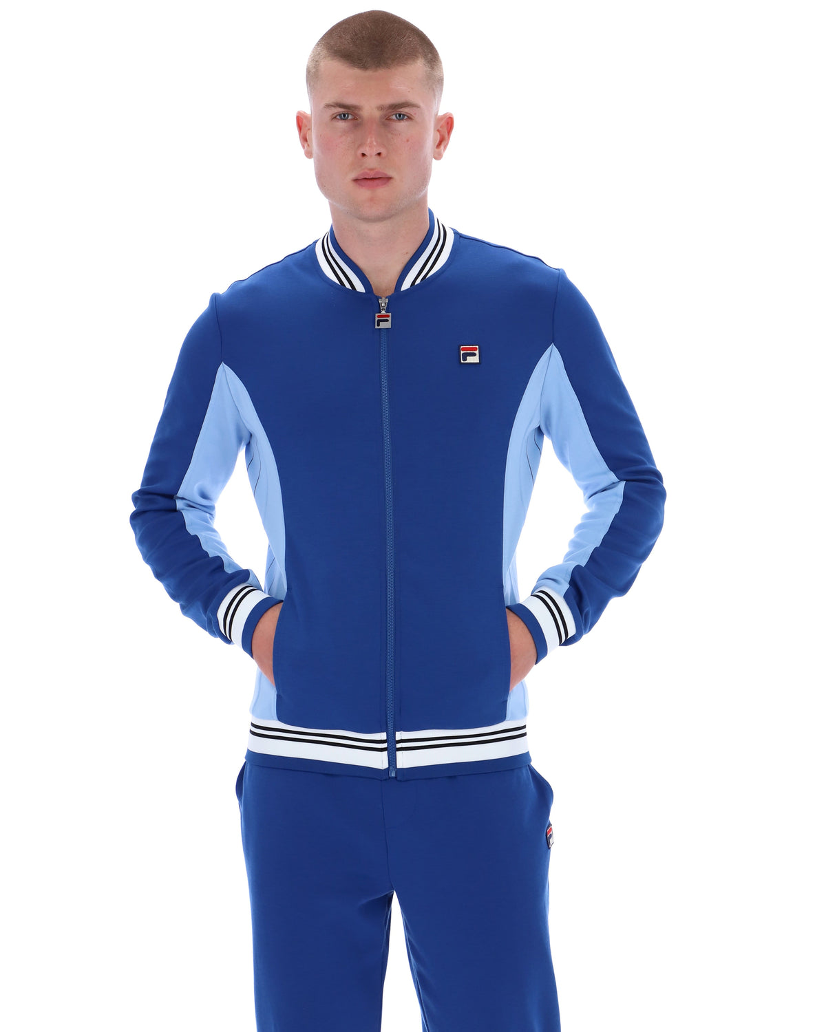 Settanta Baseball Track Jacket in Limoges/Frozen Fjord/Black/White