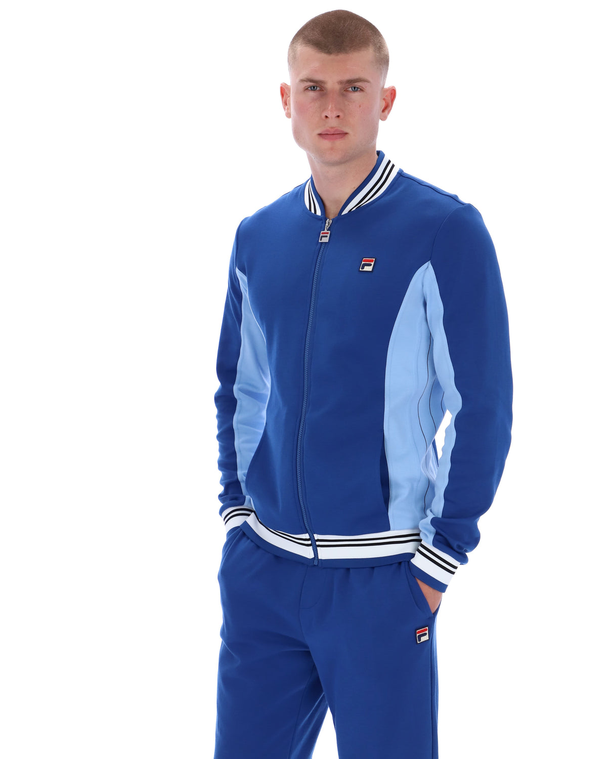 Settanta Baseball Track Jacket in Limoges/Frozen Fjord/Black/White