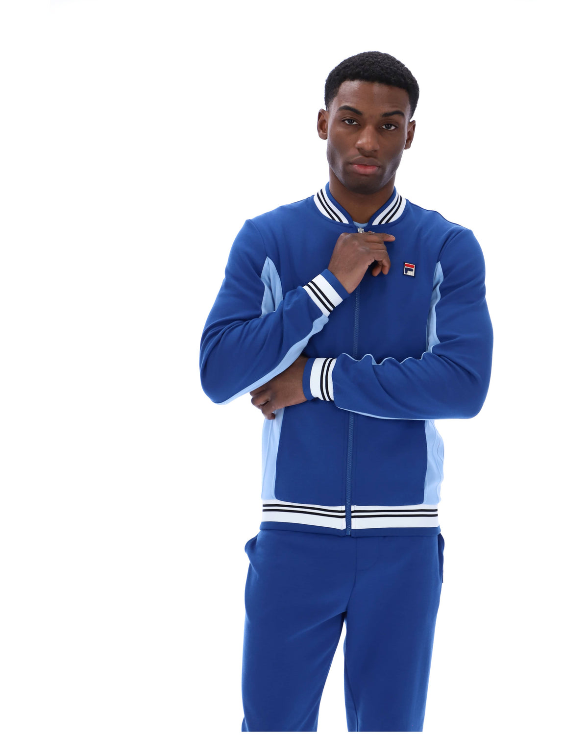 Settanta Baseball Track Jacket in Limoges/Frozen Fjord/Black/White