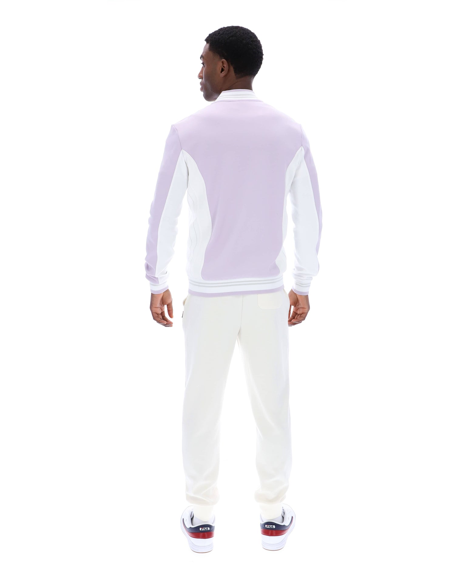 Settanta Baseball Track Jacket in Misty Lilac/Dawn Blue/White