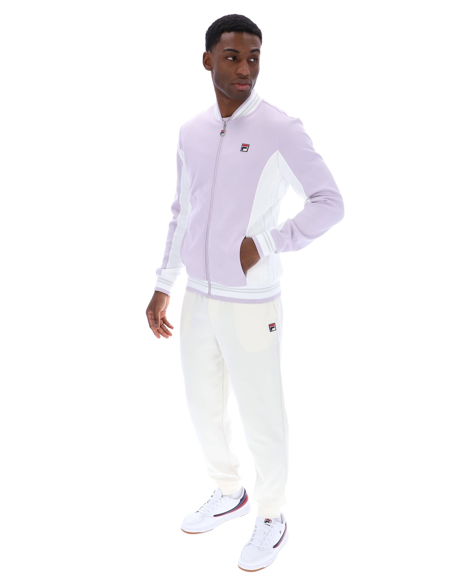 Settanta Baseball Track Jacket in Misty Lilac/Dawn Blue/White