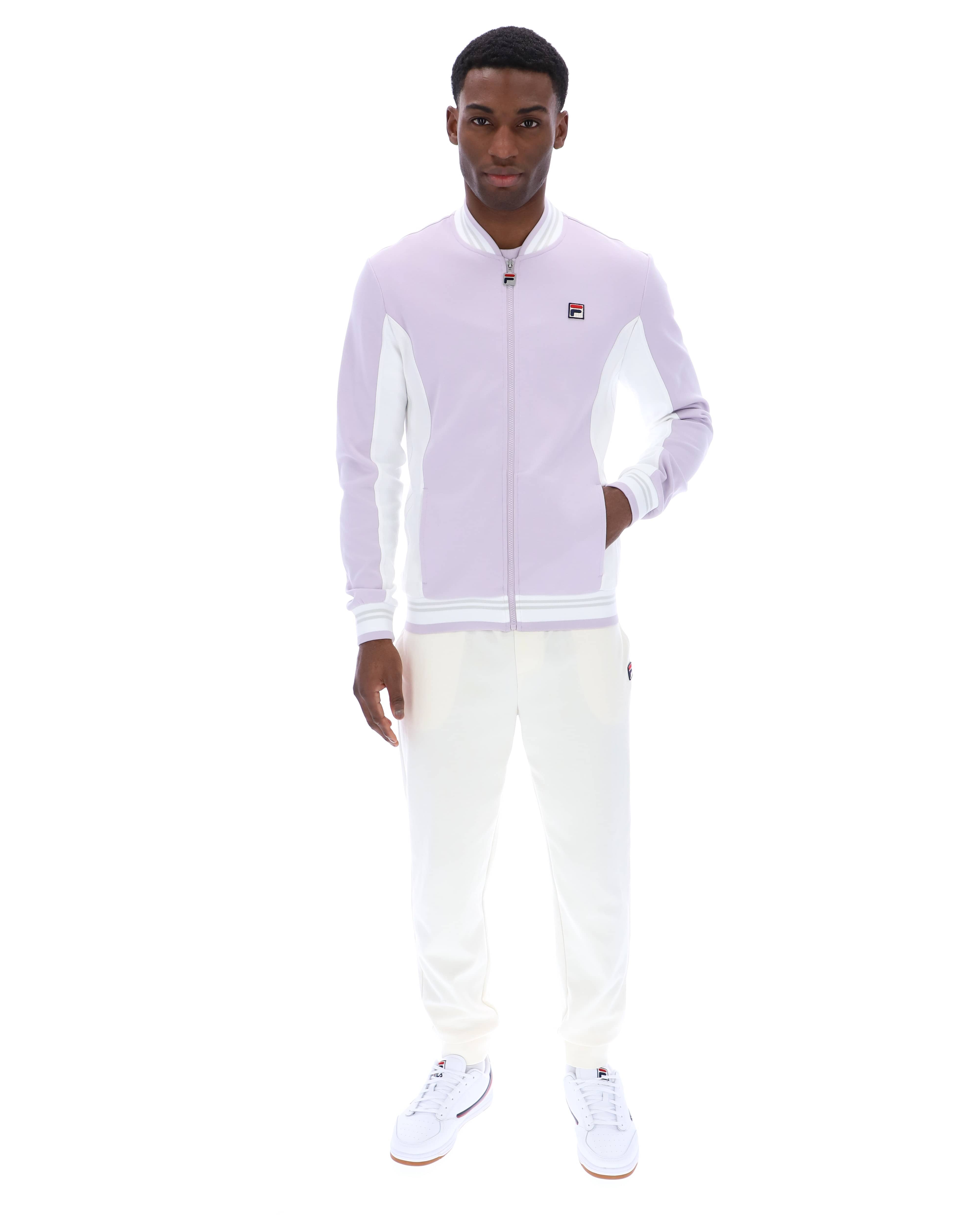 Settanta Baseball Track Jacket in Misty Lilac/Dawn Blue/White