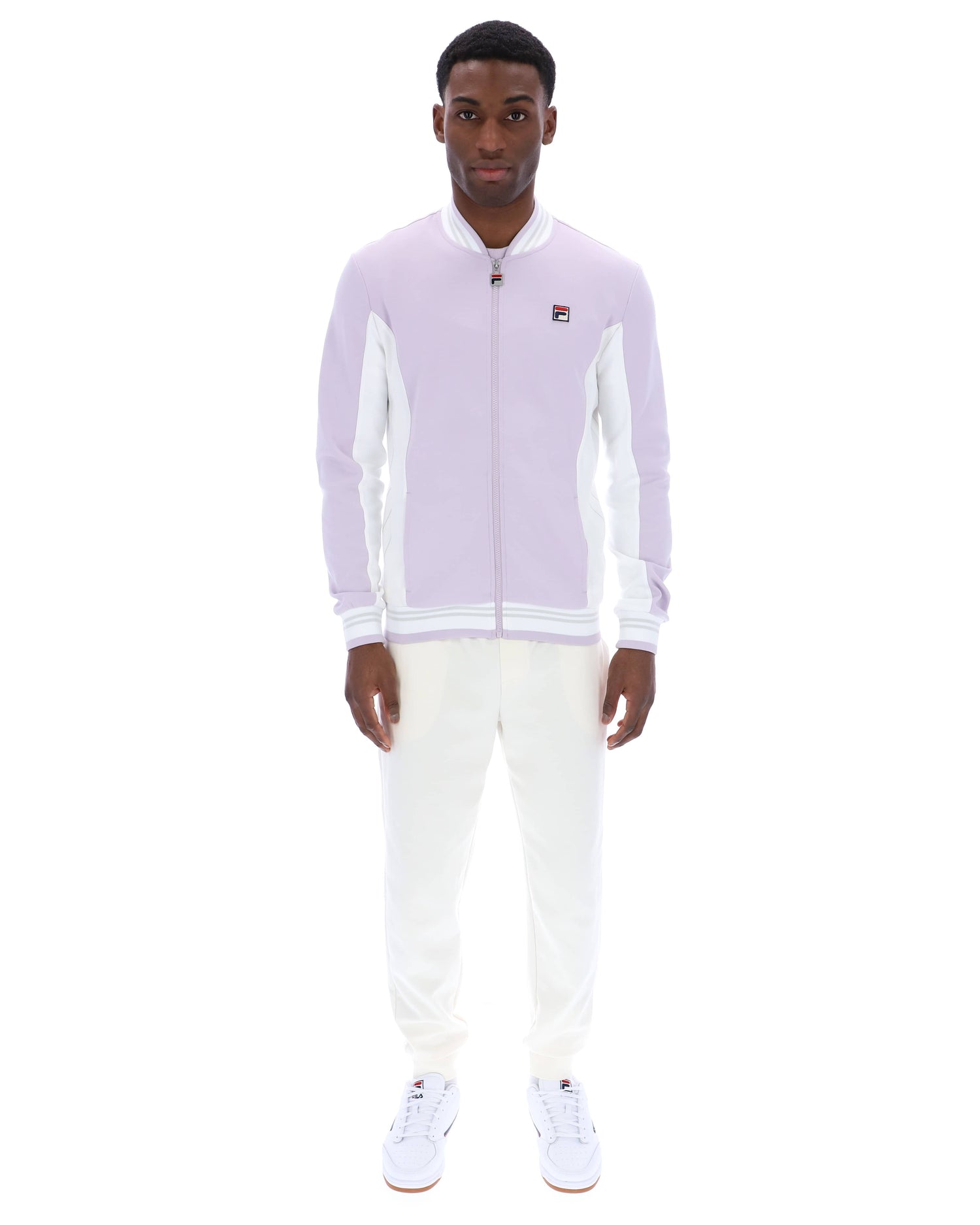 Settanta Baseball Track Jacket in Misty Lilac/Dawn Blue/White