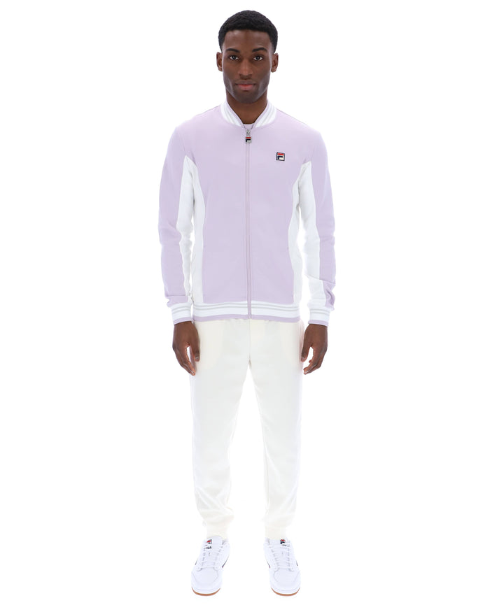 Settanta Baseball Track Jacket in Misty Lilac/Dawn Blue/White